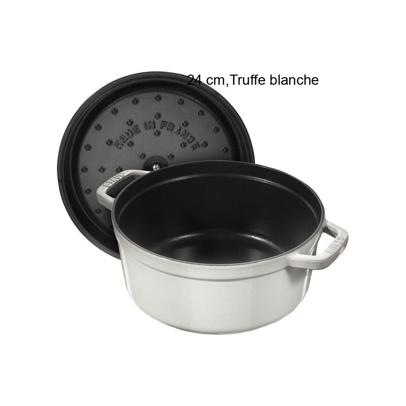 Cocotte Ronde Diamètre:24 cm Couleur:Truffe blanche