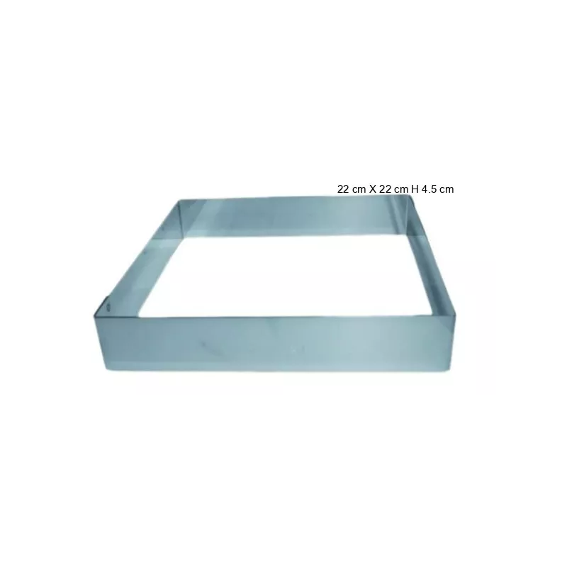 CARRE / RECTANGLE ENTREMET INOX Taille:22 cm X 22 cm Hauteur 4.5 cm