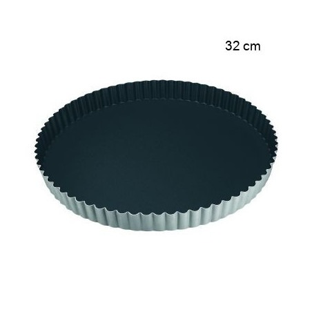 Tourtière ronde cannelée - antiadhérent Obsidian  Diamètre:32 cm Type de fonds:Fond fixe