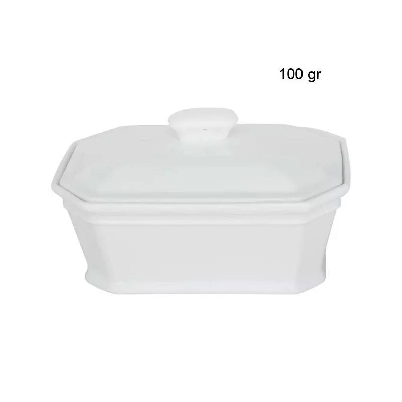 Terrines Rectangulaires en Porcelaine
 Contenance:100 gr