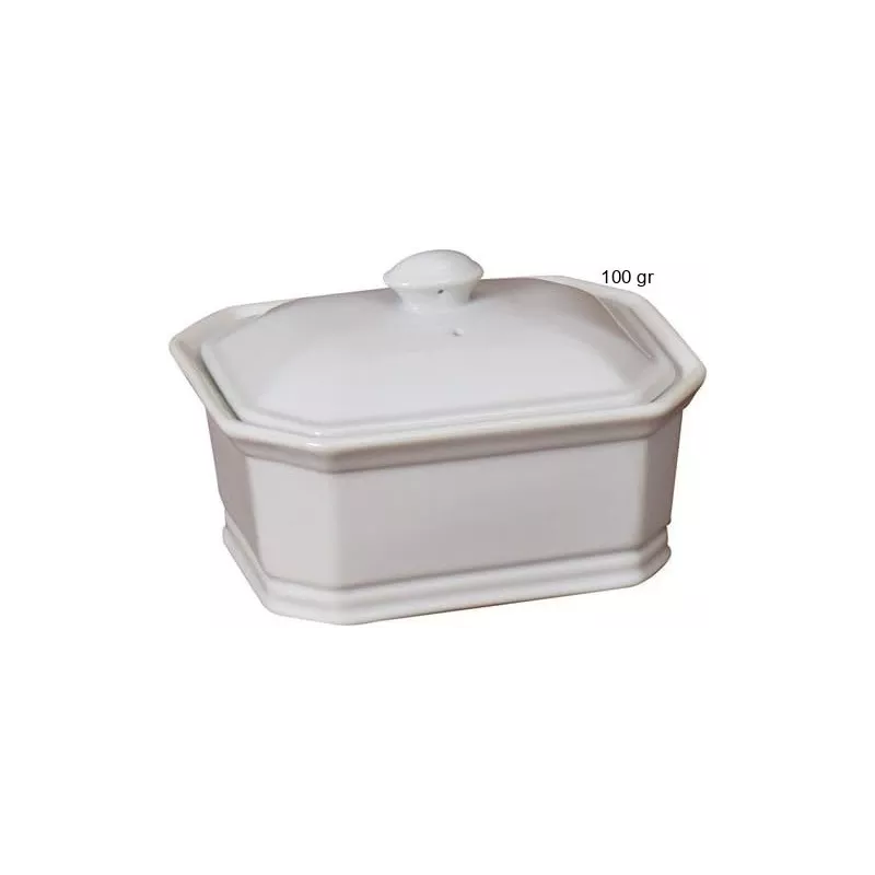 Terrines Rectangulaires en Porcelaine
 Contenance:100 gr