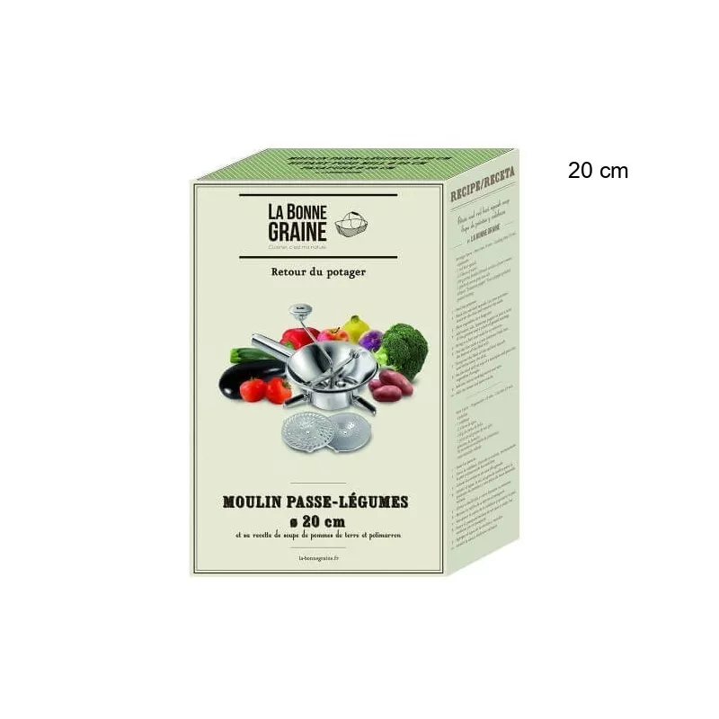 Moulin passe-légumes ménager inox - 3 grilles Diamètre:20 cm