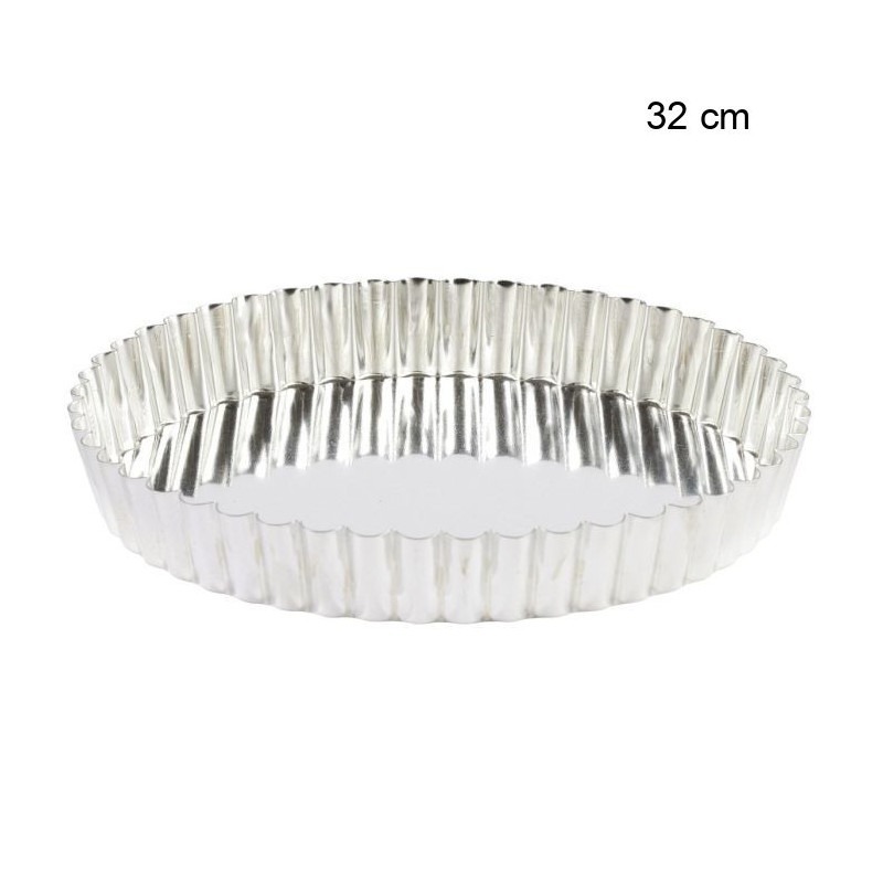 Tourtières rondes cannelées en fer blanc Diamètre:32 cm Type de fonds:Fond fixe