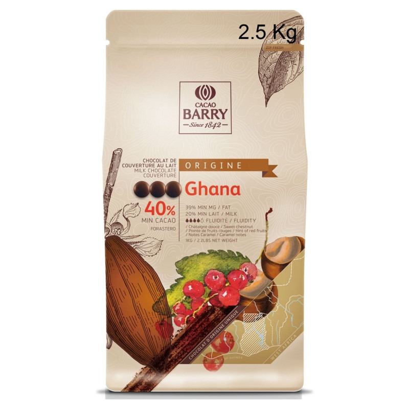 Chocolat Lait Ghana 40% Poids:2.5 Kg