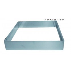 CARRE / RECTANGLE ENTREMET INOX Taille:24 cm X 24 cm Hauteur 4.5 cm