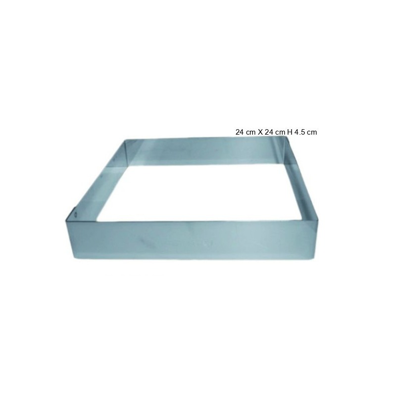 CARRE / RECTANGLE ENTREMET INOX Taille:24 cm X 24 cm Hauteur 4.5 cm