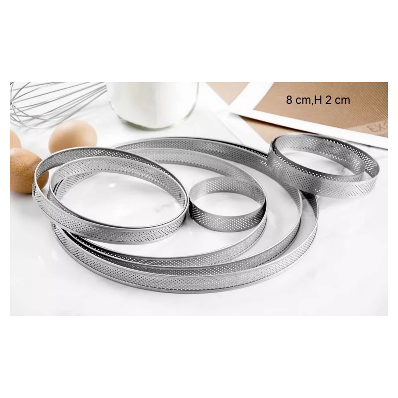  Cercle Perforé Inox Taille:Hauteur 2 cm Diamètre:8 cm