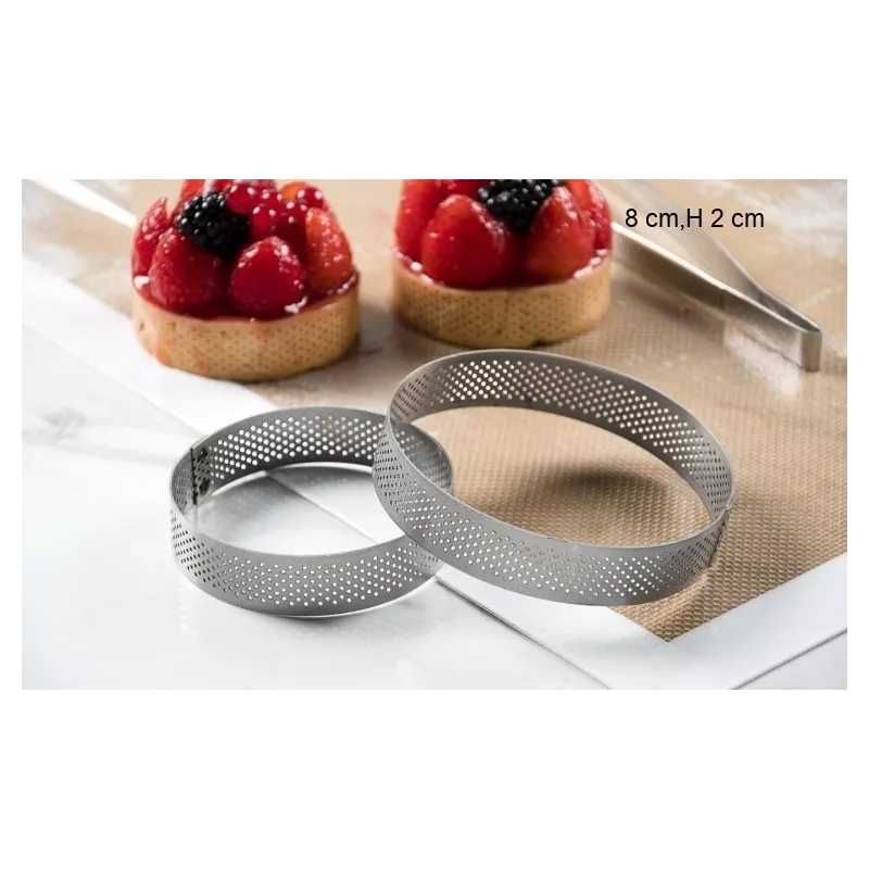  Cercle Perforé Inox Taille:Hauteur 2 cm Diamètre:8 cm