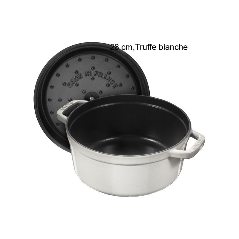 Cocotte Ronde Diamètre:28 cm Couleur:Truffe blanche