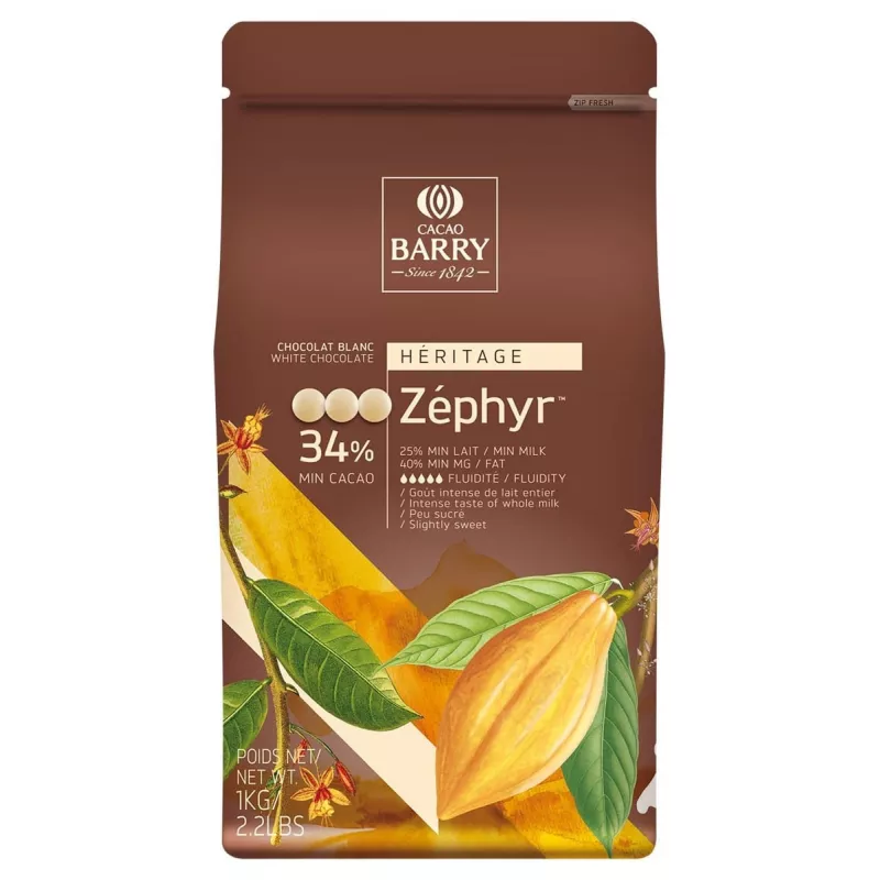 Chocolat Blanc Zéphyr Pistoles 34% 