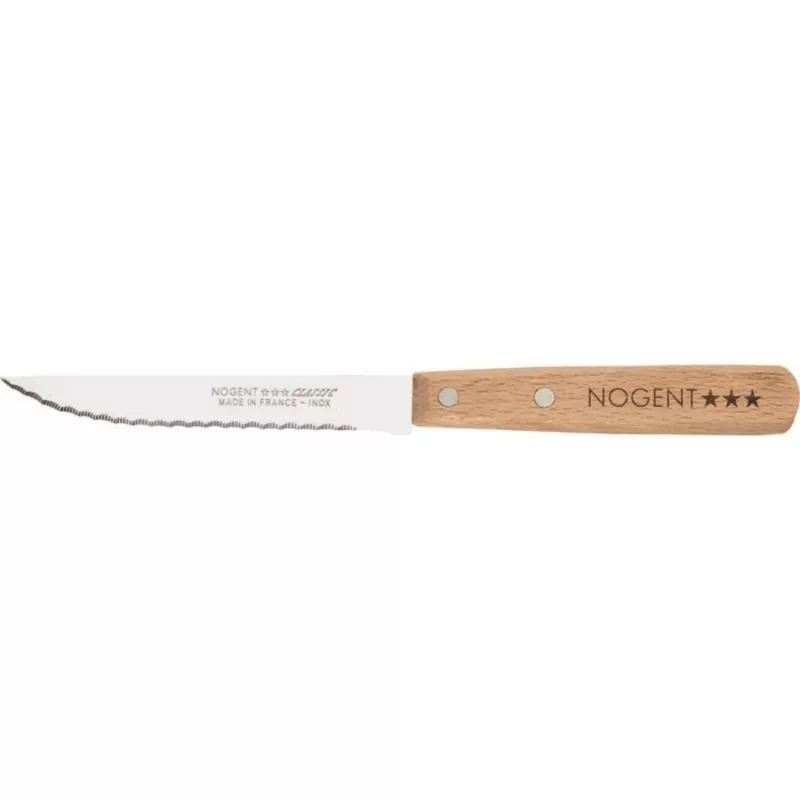 Couteau à Steak Classic Pro - Lame Double Crantage en Hêtre 