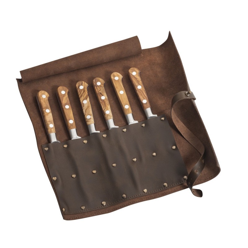 Trousse en cuir 6 couteaux steak BBR 