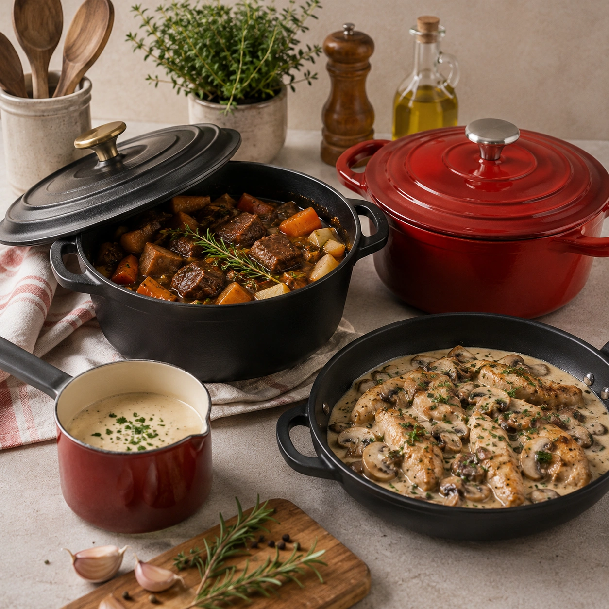 Cocottes, faitouts et marmites pour mijoter des plats familiaux et recettes gourmandes
