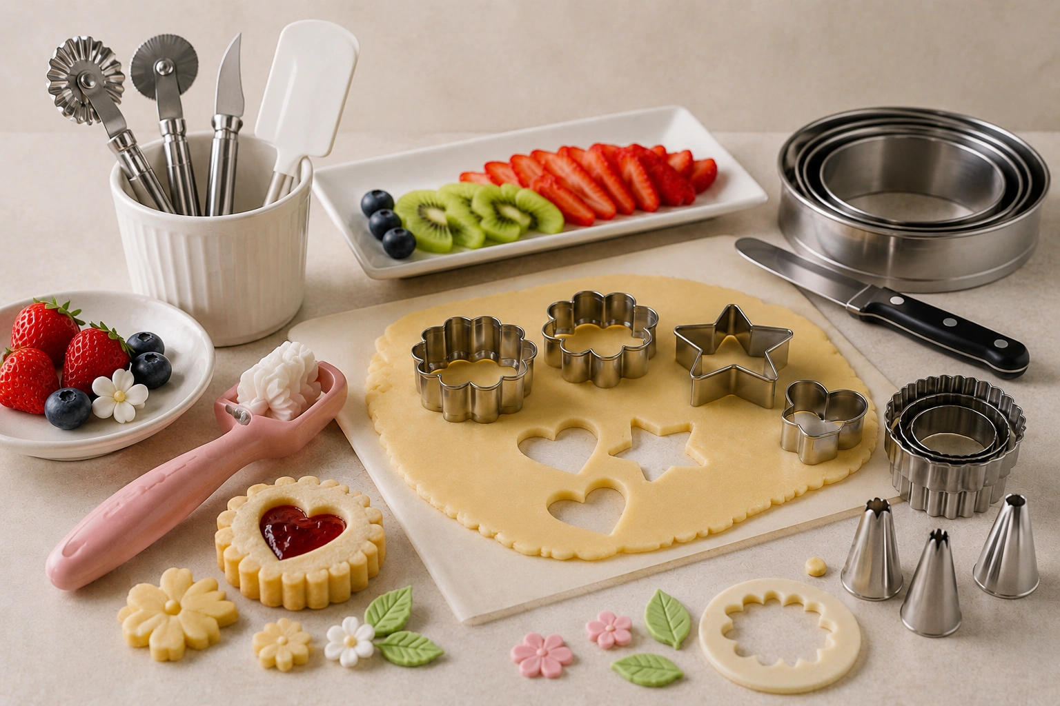 Emporte-pièces, découpoirs et pâte à tarte pour découper et détailler en pâtisserie