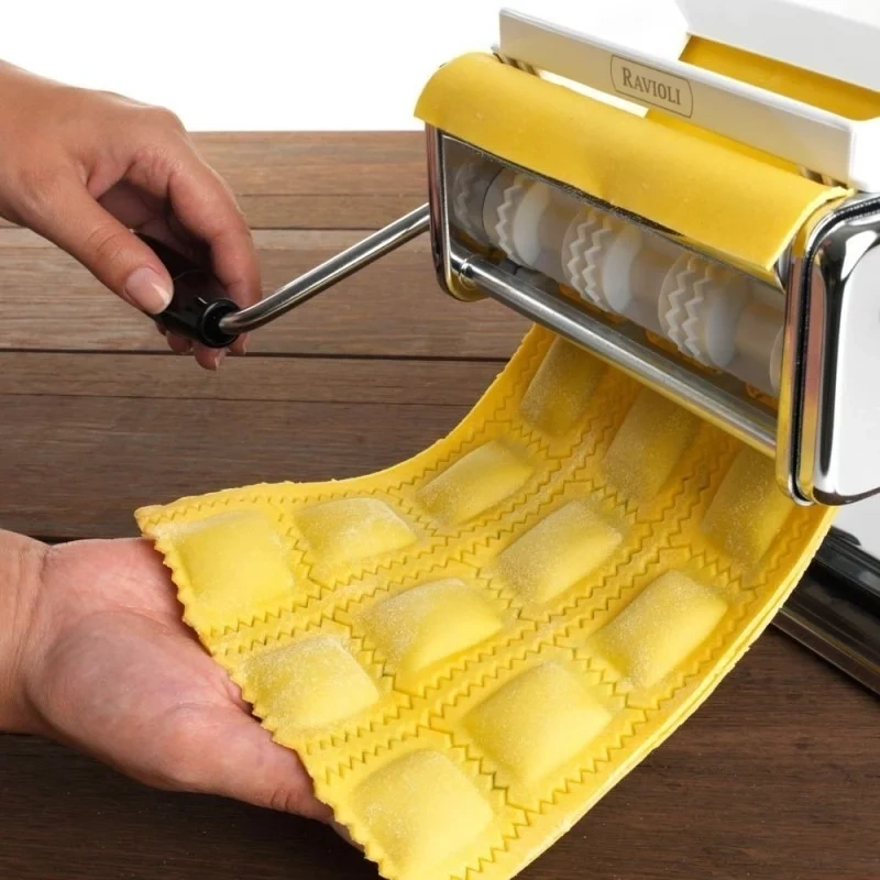 Accessoire à raviolis pour machine à pâtes Marcato en inox avec rouleaux découpe pâte fraîche