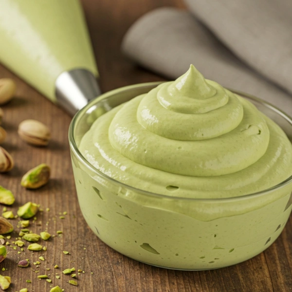 Crème pâtissière à la pâte aromatique de pistache, texture lisse et goût intense
