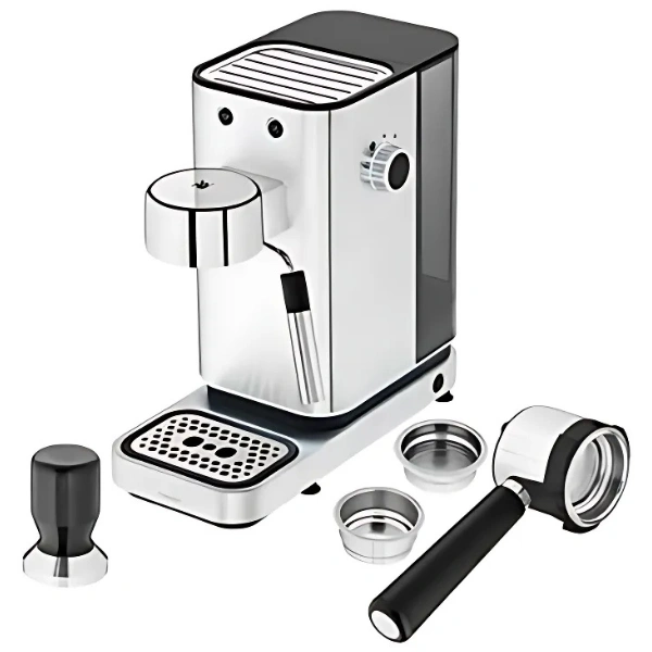 Machine expresso en acier inoxydable avec accessoires et porte-filtre