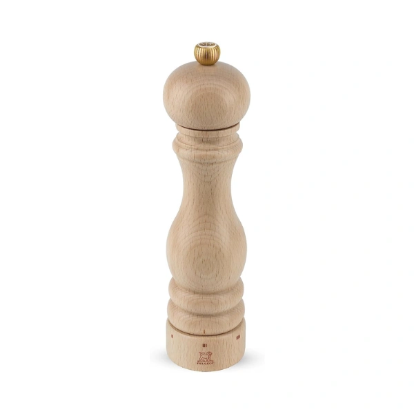 Moulin à sel manuel Peugeot Paris U'Select 22 cm en bois naturel avec molette dorée