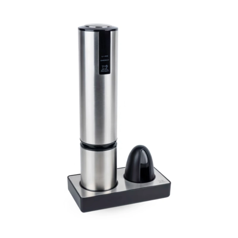 Tire-bouchon électrique Peugeot rechargeable en inox avec batterie et coupe-capsule