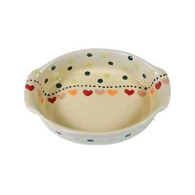 Plat ovale en céramique avec motifs de cœurs et pois multicolores Plats alsaciens