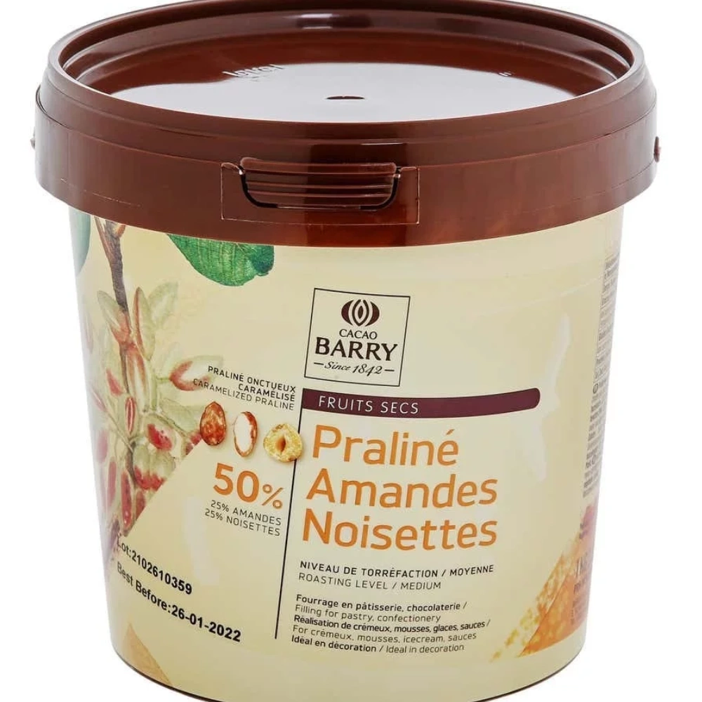 Pot de praliné amandes et noisettes Cacao Barry pour cookies gourmands