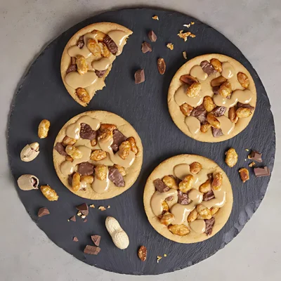 Cookies sablés à la cacahuète avec pâte de cacahuète d'Argentine Sébalcé, éclats de chocolat et cacahuètes caramélisées